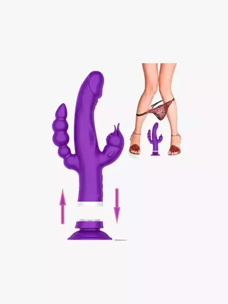 Female Stimulator Vaginal Vibrator Rechargeable 3 in 1 Clitoris Anal Stimulation Dildo
